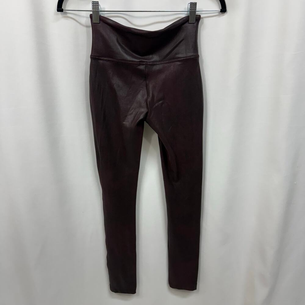 Spanx SPANXshape Faux Leather Wine Burgundy Leggings Small